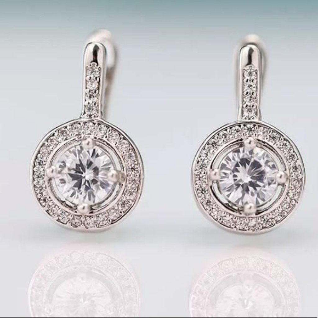 New 925 Sterling Silver Round Stud Earrings, Beautiful Earrings, Cute Earrings